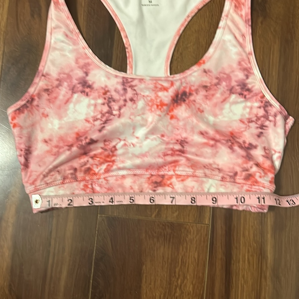Zelos Pink Tie Dye Sports Bra Medium Racerback Workout Yoga Athletic Top - Picture 5 of 9